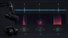 A dark waveform and spectrogram panel with highlighted intermittent noise events and small outline icons for a train, bird, and air conditioner.